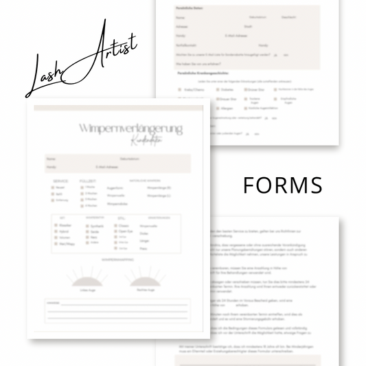 Formulare für Lash Artisten als praktischer PDF-Download